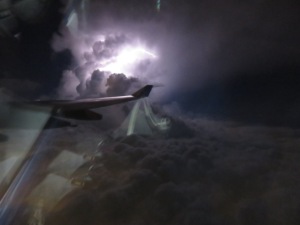 Lightning off the wing over Honolulu